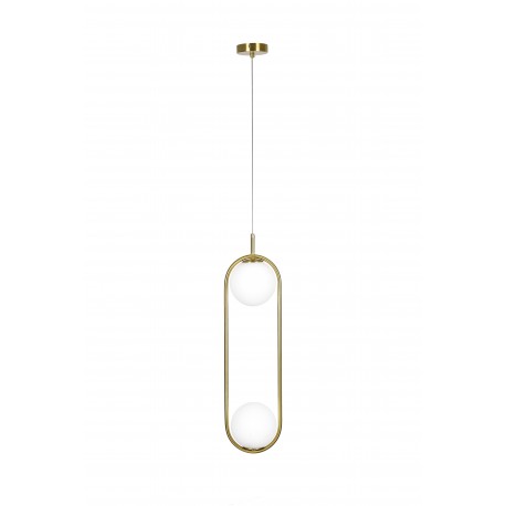 77-4489 SE 110-2 PRATO PENDANT BRASS GOLD WITH 2 OPAL GLASSES Φ15