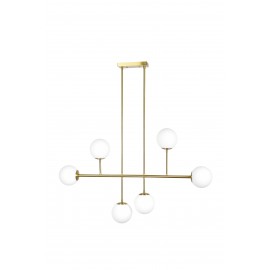 77-4491 SE 110-6 PRATO PENDANT BRASS GOLD WITH 6 OPAL GLASSES Φ15 Γ4