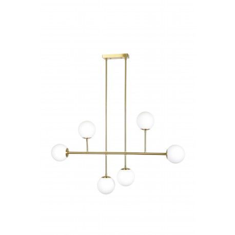 77-4491 SE 110-6 PRATO PENDANT BRASS GOLD WITH 6 OPAL GLASSES Φ15 Γ4