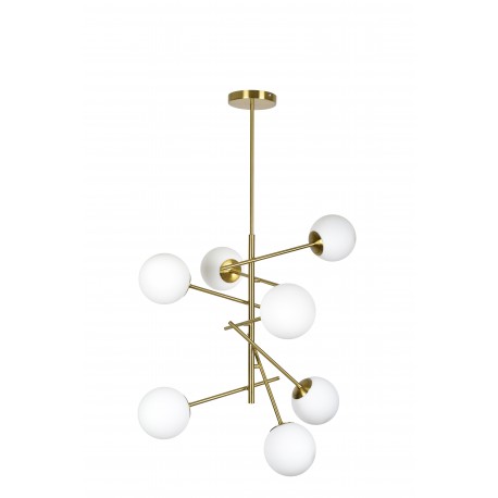 77-4492 SE 110-7 PRATO PENDANT BRASS GOLD WITH 7 OPAL GLASSES Φ15 Γ4