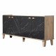 ΜΠΟΥΦΕΣ ΜΕΛΑΜΙΝΗΣ HM9045.01 NATURAL WOOD ΜΑΥΡΟ ΜΑΡΜΑΡΟ 180x41x77,8Y εκ.
