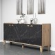 ΜΠΟΥΦΕΣ ΜΕΛΑΜΙΝΗΣ HM9045.01 NATURAL WOOD ΜΑΥΡΟ ΜΑΡΜΑΡΟ 180x41x77,8Y εκ.