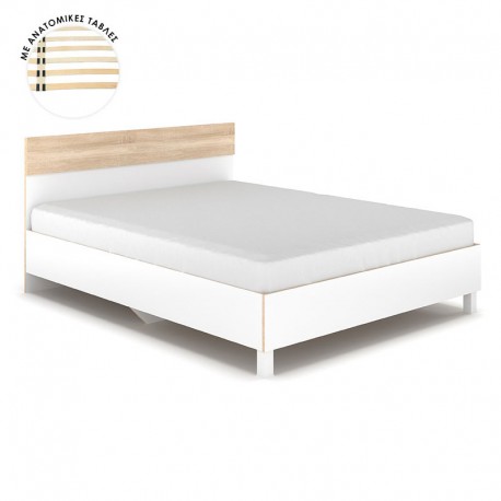 173-000004 Κρεβάτι διπλό Awell pakoworld sonoma-λευκό 160x200εκ
