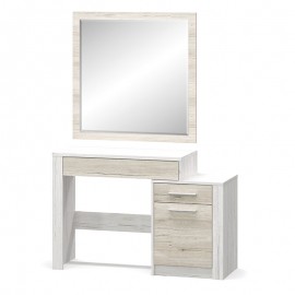 173-000042 Τουαλέτα-καθρέπτης Neruda pakoworld λευκό antique-oak 114,5x39,5x76εκ