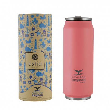 01-9878 ΘΕΡΜΟΣ COFFEE CUP SAVE THE AEGEAN 500ml CORAL PASTEL