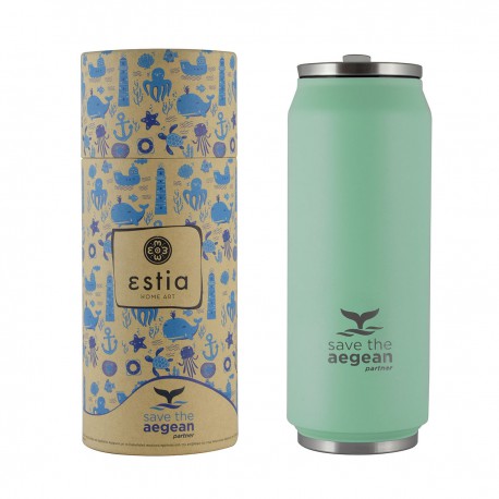 01-9786 ΘΕΡΜΟΣ COFFEE CUP SAVE THE AEGEAN 500ml GREEN PASTEL