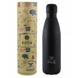 01-7799 ESTIA ΘΕΡΜΟΣ TRAVEL FLASK SAVE THE AEGEAN 500ml MIDNIGHT BLACK