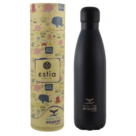 01-7799 ΘΕΡΜΟΣ TRAVEL FLASK SAVE THE AEGEAN 500ml MATTE BLACK