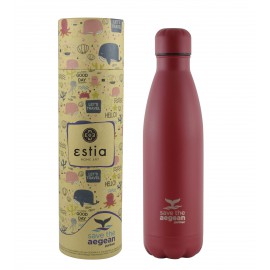 01-8543 ESTIA ΘΕΡΜΟΣ TRAVEL FLASK SAVE THE AEGEAN 500ml SCARLET RED