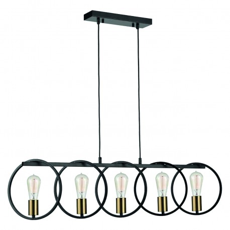77-8176 KQ 9016-5 HOOP PENDANT BLACK & BRUSHED BRASS Γ4