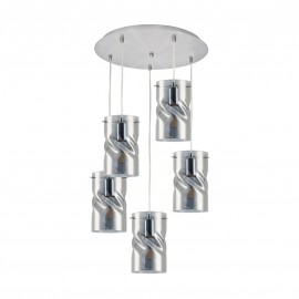 77-8184 KQ S0616-5 TWIST SMOKEY PENDANT GLASS+