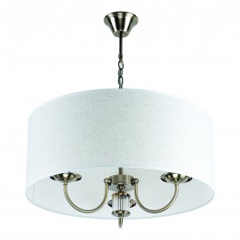 77-8193 KQ 9015-3A PARIL ANTIQUE BRASS PENDANT BEIGE SHADES Γ3