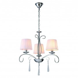 77-8195 KQ 9007-3 FLAREN NICKEL PENDANT CRYSTALS & WHITE SHADES 1Ζ2