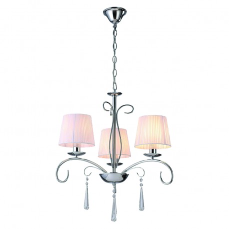 77-8195 KQ 9007-3 FLAREN NICKEL PENDANT CRYSTALS & WHITE SHADES 1Ζ2