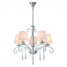 77-8196 KQ 9007-5 FLAREN NICKEL PENDANT CRYSTALS & WHITE SHADES 1Ζ2