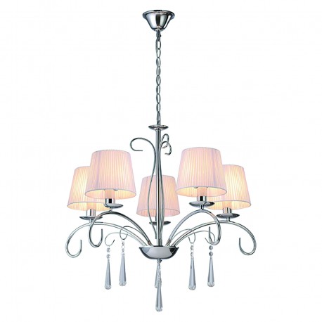 77-8196 KQ 9007-5 FLAREN NICKEL PENDANT CRYSTALS & WHITE SHADES 1Ζ2