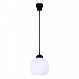 77-8197 KQ 8865-1 SWIRL BLACK PENDANT WITH WHITE GLASS