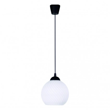 77-8197 KQ 8865-1 SWIRL BLACK PENDANT WITH WHITE GLASS