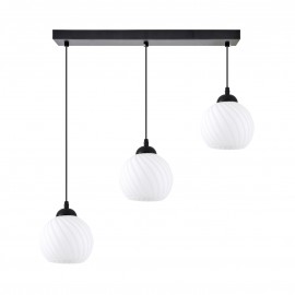 77-8198 KQ 8865-3 SWIRL BLACK PENDANT WITH WHITE GLASSES Ε3