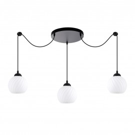 77-8199 KQ 8865-3A SWIRL BLACK PENDANT WITH WHITE GLASSES Ε3