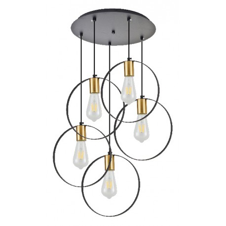 77-8204 KQ 9016-5P HOOP PENDANT BLACK & BRUSHED BRASS+