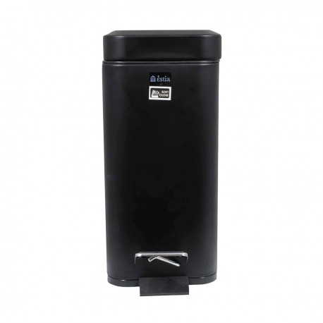 02-5566 ESTIA ΧΑΡΤΟΔΟΧΕΙΟ ΜΠΑΝΙΟΥ SOFT CLOSE SLIM 5lt ΜΑΤ ΜΑΥΡΟ