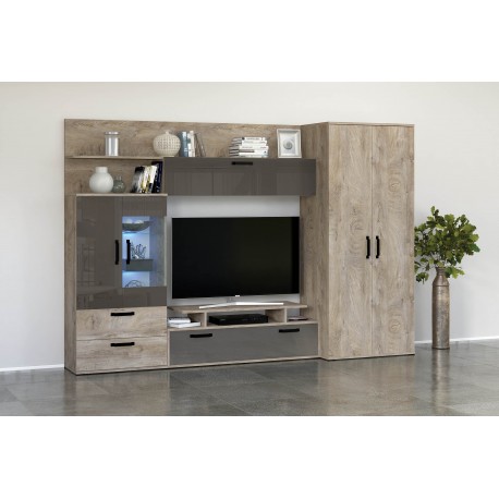 33-033 Σύνθετο Aurora oak norte/MDF cobalt gloss 280x53 DIOMMI 33-033