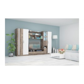 33-043 Σύνθετο Sicily colonial oak/white gloss 310x53x190 DIOMMI 33-043