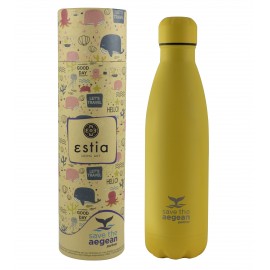 01-9007 ESTIA ΘΕΡΜΟΣ TRAVEL FLASK SAVE THE AEGEAN 500ml PINEAPPLE YELLOW