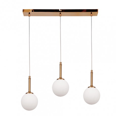 4016-3-RAIL InLight Κρεμαστό φωτιστικό από χρυσαφί μέταλλο και λευκή οπαλίνα (4016-3-RAIL)