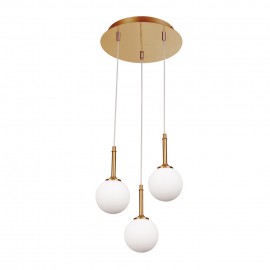 4016-3-ROSETTE InLight Κρεμαστό φωτιστικό από χρυσαφί μέταλλο και λευκή οπαλίνα (4016-3-ROSETTE)