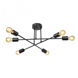 147-000069 Φωτιστικό οροφής PWL-1122 pakoworld Ε27 μαύρο Φ61x25εκ