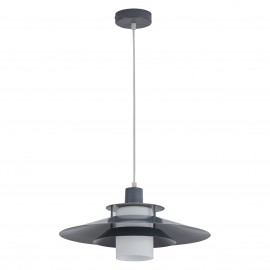 77-8223 SE21-GR-40 BARI GREY METAL PENDANT OPAL GLASS Z3