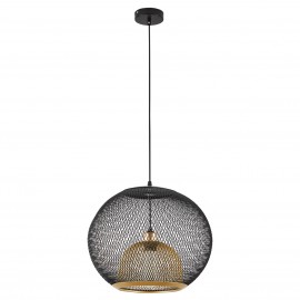 77-8228 SE21-BG-40 LANDER BLACK & GOLD METAL GRID PENDANT E4