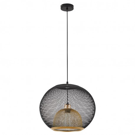 77-8228 SE21-BG-40 LANDER BLACK & GOLD METAL GRID PENDANT E4