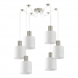 77-8415 SE21-NM-4-NM6-SH1 ADEPT TUBE Nickel Matt Pendant White Fabric Shade