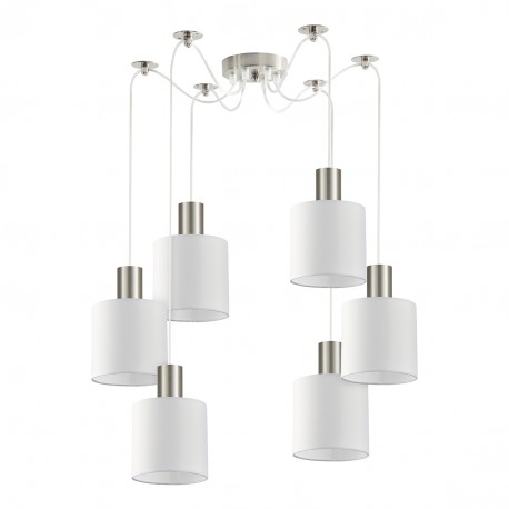 77-8415 SE21-NM-4-NM6-SH1 ADEPT TUBE Nickel Matt Pendant White Fabric Shade