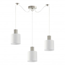 77-8416 SE21-NM-4-NM3-SH1 ADEPT TUBE Nickel Matt Pendant White Fabric Shade