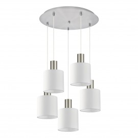 77-8419 SE21-NM-4-5NM-SH1 ADEPT TUBE Nickel Matt Pendant White Fabric Shade