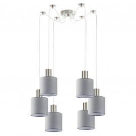 77-8422 SE21-NM-4-NM6-SH2 ADEPT TUBE Nickel Matt Pendant Grey Fabric Shade