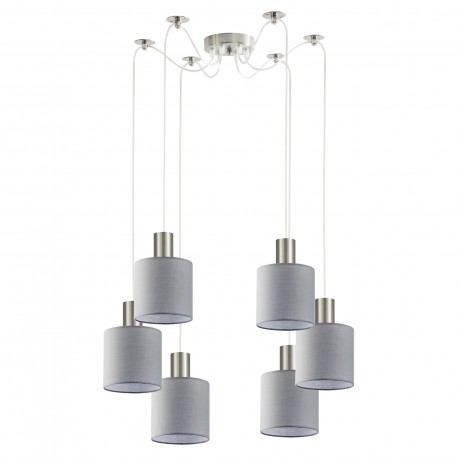 77-8422 SE21-NM-4-NM6-SH2 ADEPT TUBE Nickel Matt Pendant Grey Fabric Shade