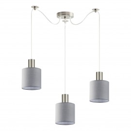 77-8423 SE21-NM-4-NM3-SH2 ADEPT TUBE Nickel Matt Pendant Grey Fabric Shade