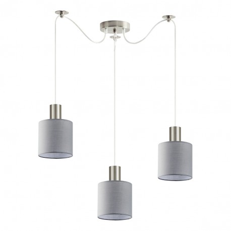 77-8423 SE21-NM-4-NM3-SH2 ADEPT TUBE Nickel Matt Pendant Grey Fabric Shade