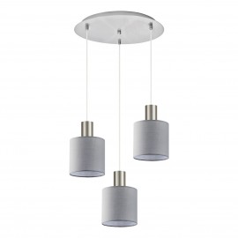 77-8425 SE21-NM-4-3NM-SH2 ADEPT TUBE Nickel Matt Pendant Grey Fabric Shade