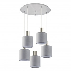 77-8426 SE21-NM-4-5NM-SH2 ADEPT TUBE Nickel Matt Pendant Grey Fabric Shade