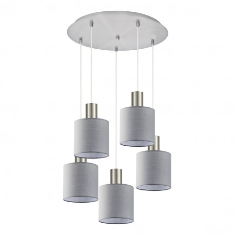 77-8426 SE21-NM-4-5NM-SH2 ADEPT TUBE Nickel Matt Pendant Grey Fabric Shade