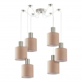 77-8429 SE21-NM-4-NM6-SH3 ADEPT TUBE Nickel Matt Pendant Brown Fabric Shade