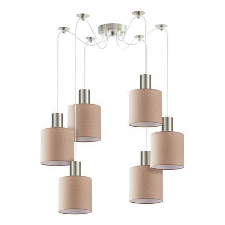 77-8429 SE21-NM-4-NM6-SH3 ADEPT TUBE Nickel Matt Pendant Brown Fabric Shade