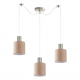 77-8430 SE21-NM-4-NM3-SH3 ADEPT TUBE Nickel Matt Pendant Brown Fabric Shade