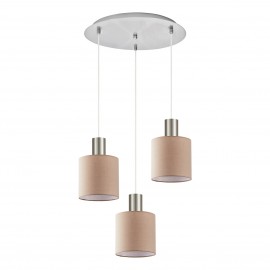 77-8432 SE21-NM-4-3NM-SH3 ADEPT TUBE Nickel Matt Pendant Brown Fabric Shade